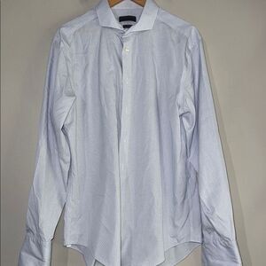 Calvin Klein Light Blue Micro Check Dress Shirt Classic Cotton Business